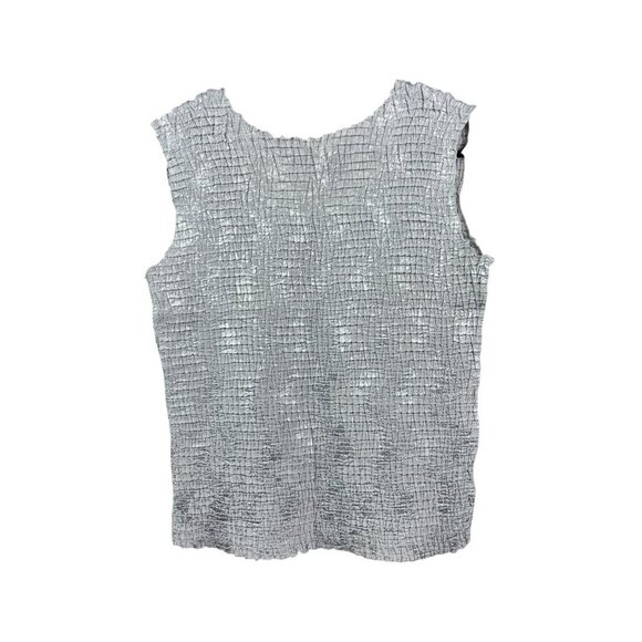 Plisse Women's Silver Sleeveless Top - Picture 2 of 5